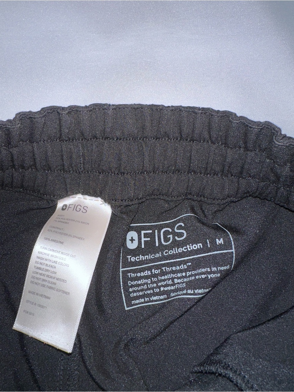 Figs Black scrub Pants ladies medium straight leg with pockets - Picture 7 of 7